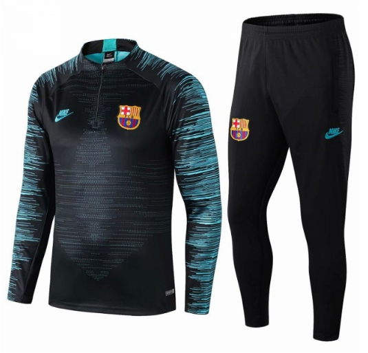 Barcelona Black Green Training Suits Sweatshirt and Trousers 2019/20